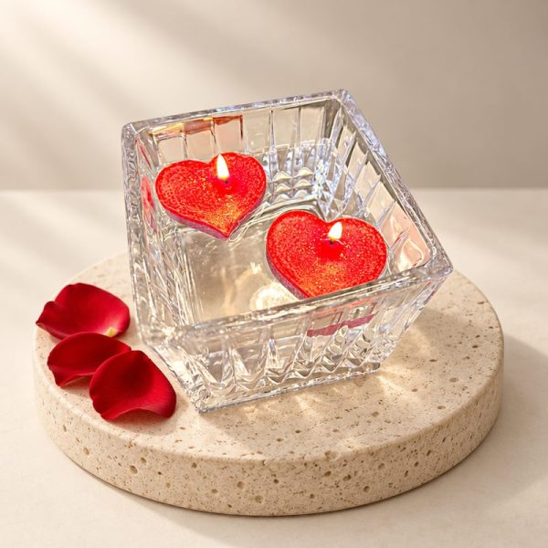Scented Tealights floating - hearts x 2