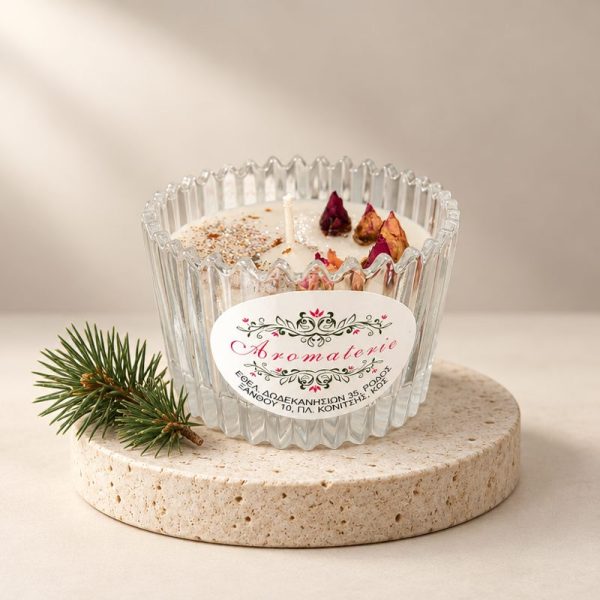 Scented white candle in glass pack
