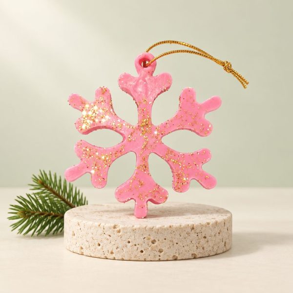 Soap snowflake hanging pink