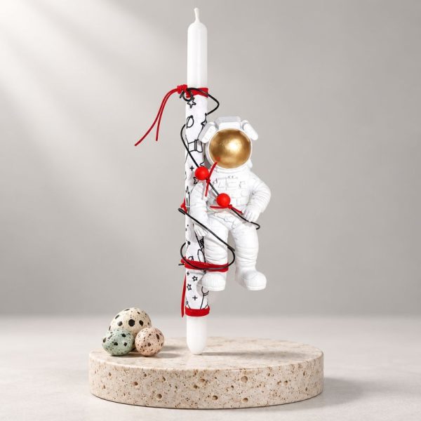 Easter Candle astronaut in the space