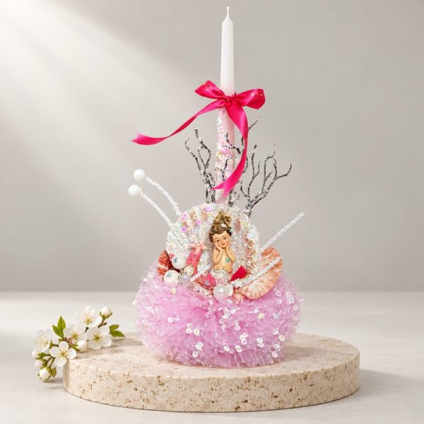 Easter Candle with the small mermaid in pink tutu