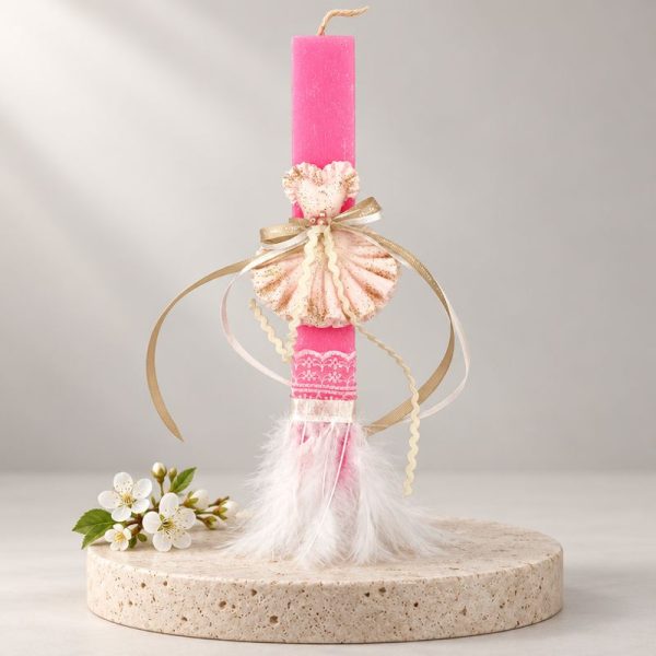 Easter Candle with soap ballerina and feathers