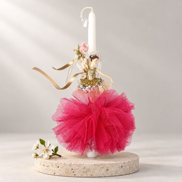 Easter Candle with gold porcelain ballerina
