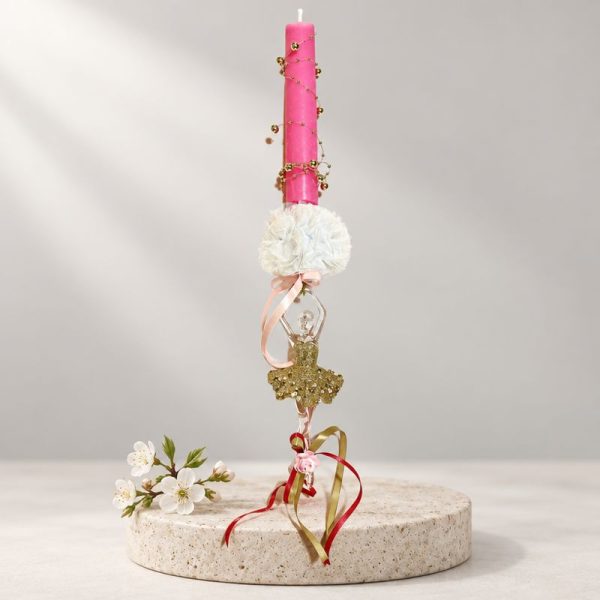 Scented Easter candle with gold hanging ballerina