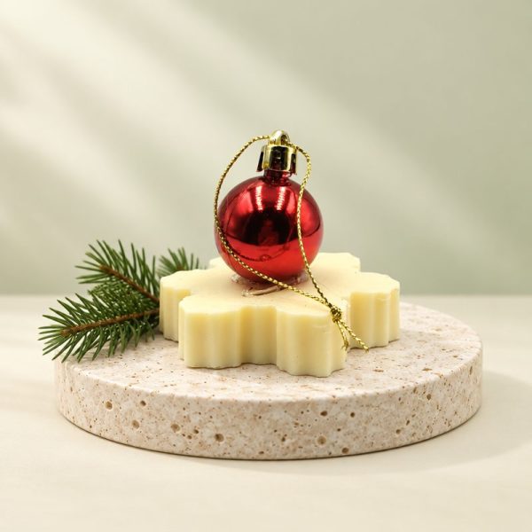 Soap snowflake with red ball – tree ornament