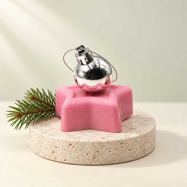 Pink soap star with silver ball – tree ornament